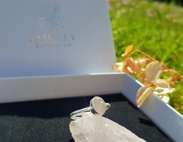 rose quartz october birthstone stone of love adjustable sterling silver ring